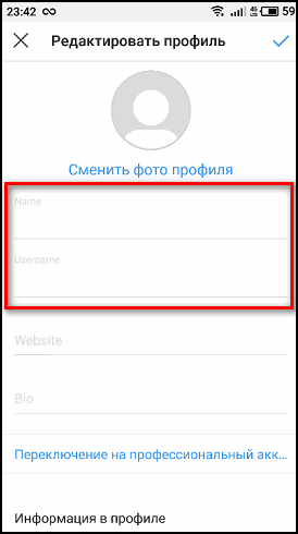 Ввод имени и никнейма